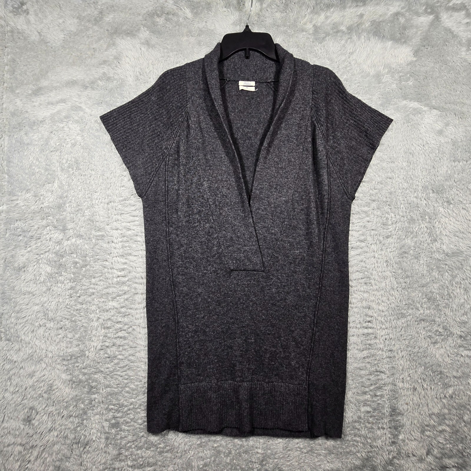 Wallace Sweater Womens Medium Gray Plunge VNeck Tunic Lambs Wool Cashmere Rabbit