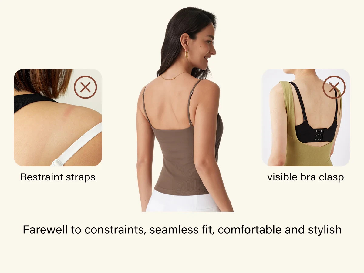 OGL Women’s Scoop Neck Gathered Spaghetti Bra Tank – No Import Fees