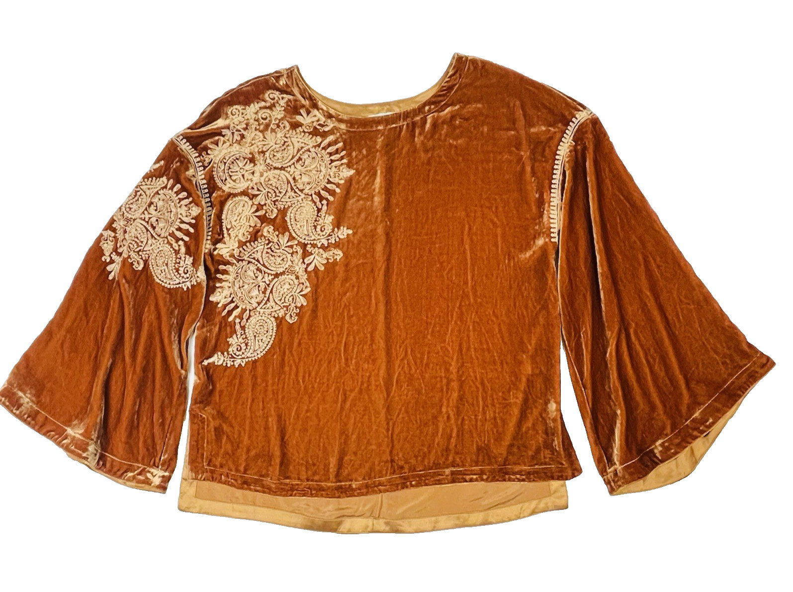 Sundance Caramel Dreams Harvest Top Size S Embroidered Velvet Boho Witchy vibes