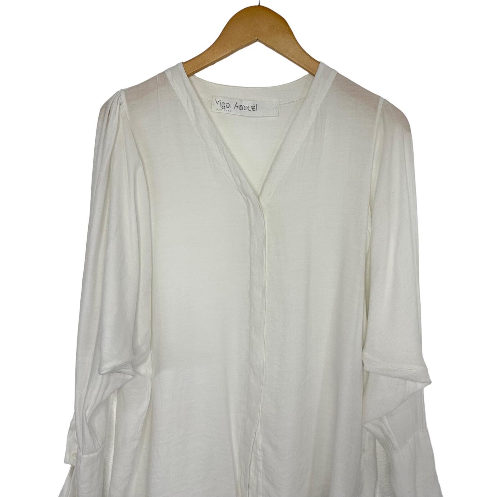 Yigal Azrouel Womens Button Up Blouse Top Size 4 US 10 White Long Dolman Sleeve
