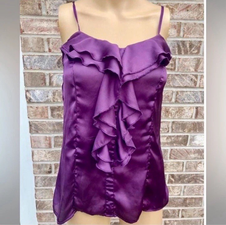 Y2K Dark Purple Ruffle Tank Top Blouse Size XS