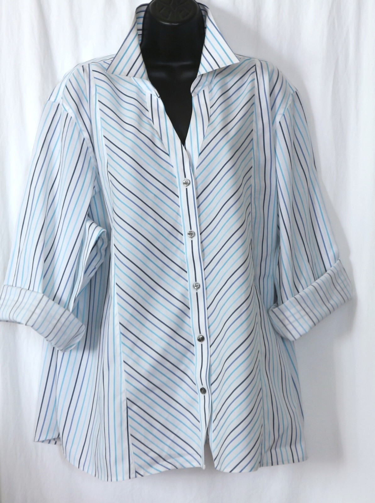 TALBOTS WOMAN Wrinkle Resistant VNck Blse 59 In Chest 28.5 In Long Sz 24W EXC