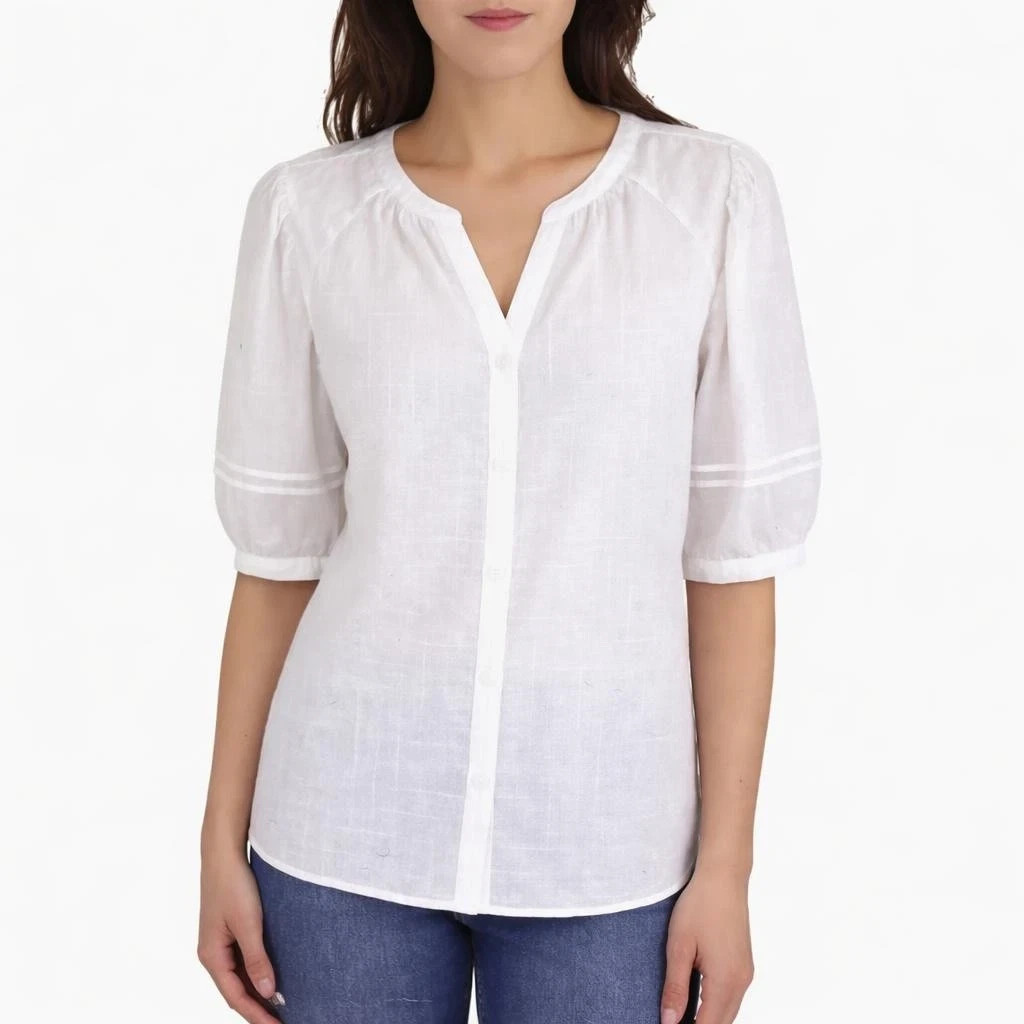 Beach Lunch Lounge Womens Button-Down Blouse NWT White XS 100% Cotton