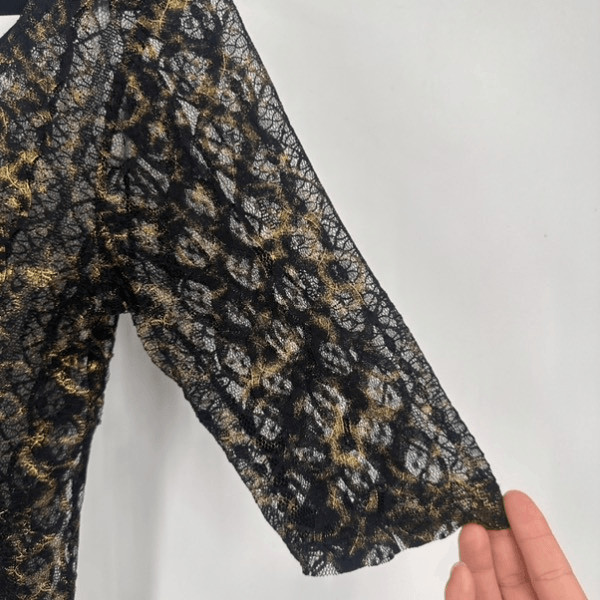 NWT H.I.P Goth Punk Women’s Sheer Lace Top Black Gold Size M Rock Vamp Baddie
