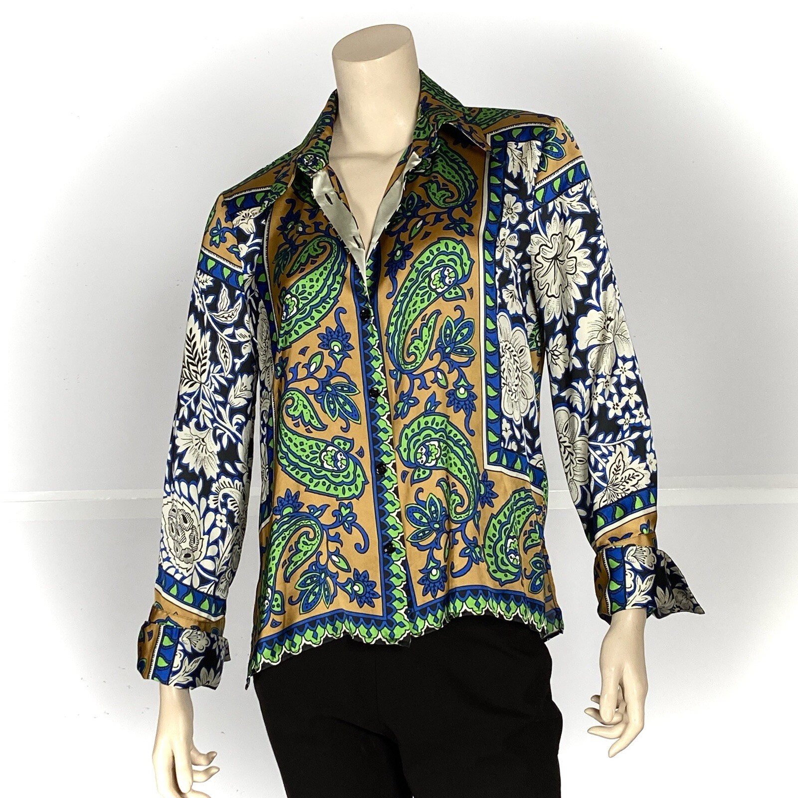 ZARA / $100 Blouse / FREE Shipping / Sz S / Satin-Feel / Colorful/ Morocco / EUC