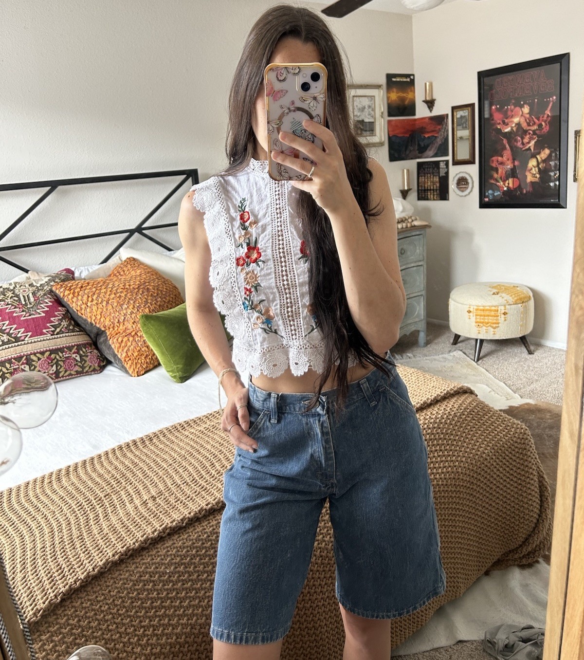 Altar’d State Floral Embroidered Lace Top XS Boho Cottagecore Fairycore Folk