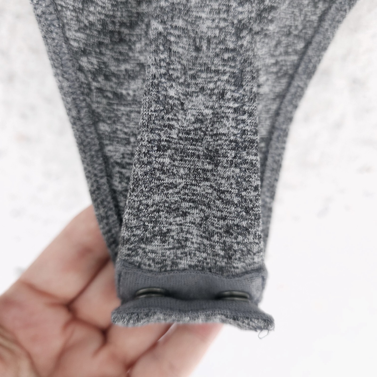 VUORI Halo Dreamknit Bodysuit Heather Gray Plunge Nekckline Thong Stretch LARGE