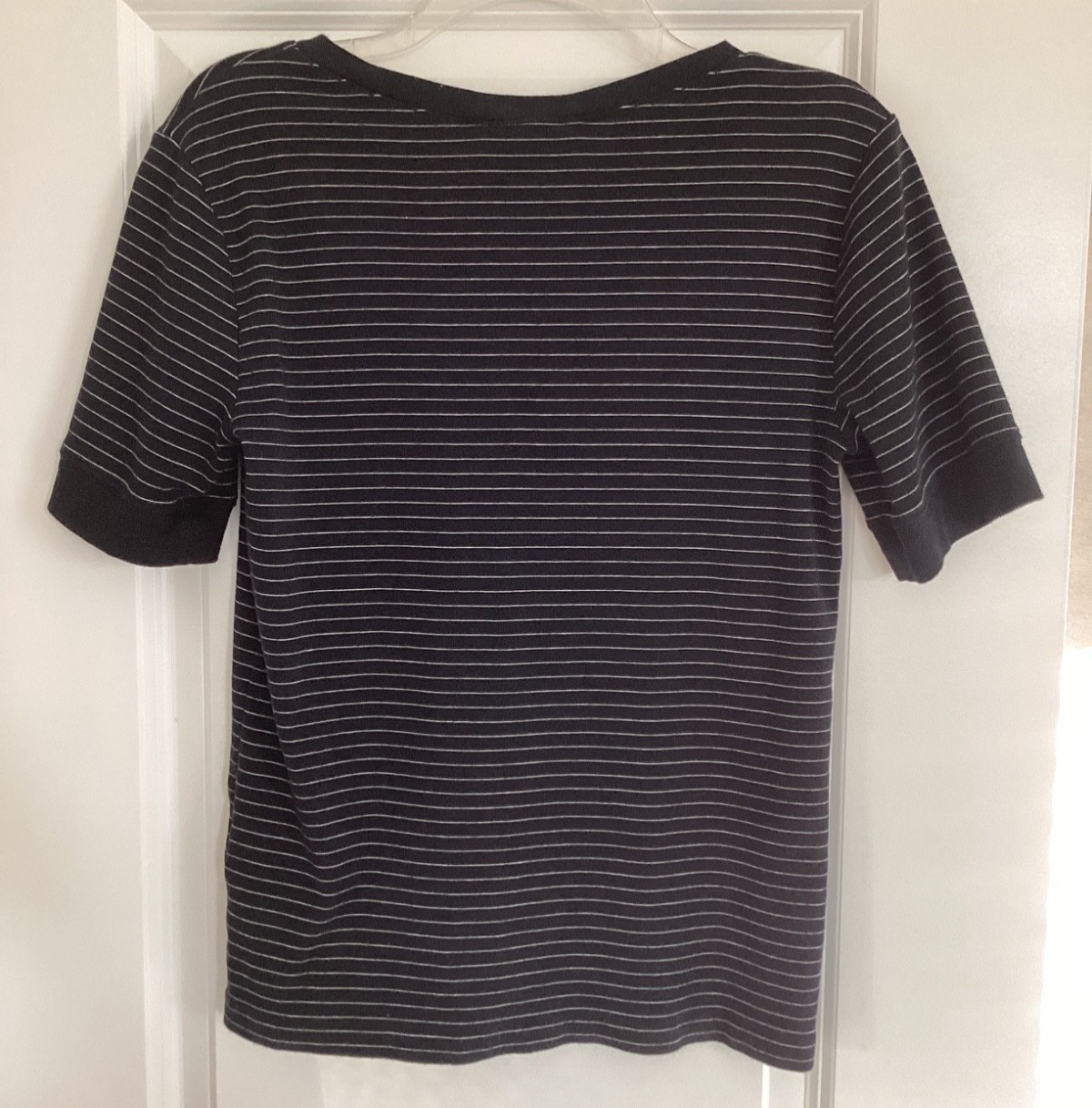 Ralph Lauren Sport Women’s Sz L Shirt Black & White Pony Logo Short Sleeve Top