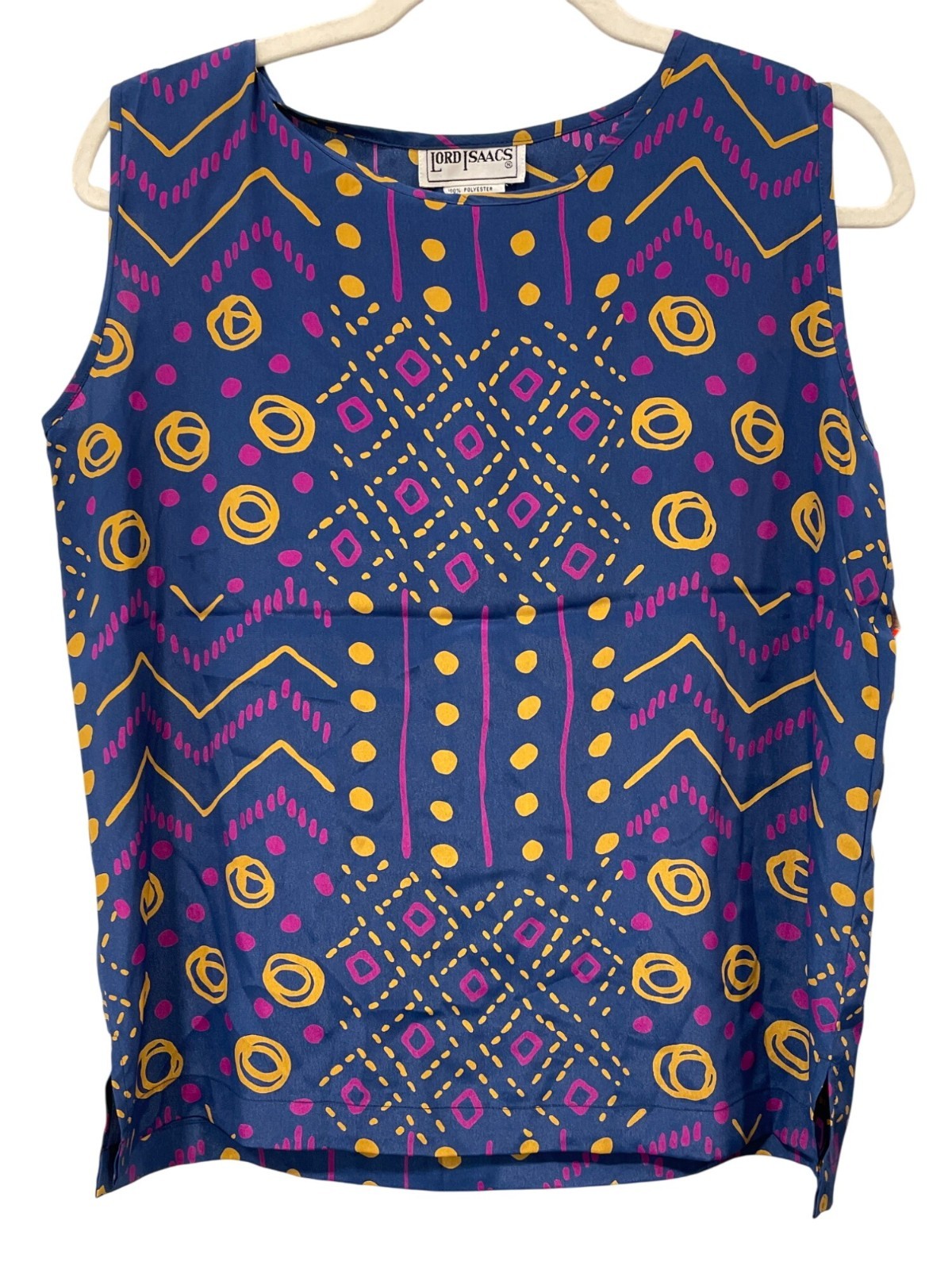 Vintage 90s Lord Isaacs Geometric Print Tank Top Size Medium Retro Deadstock NEW