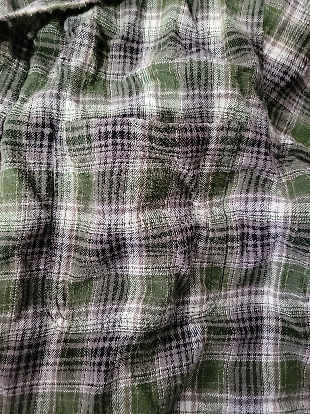 Great Northwest Med Button Down Green Brown White Plaid Cotton Flannel Shirt