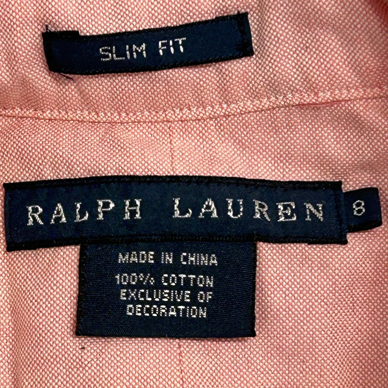 Ralph Lauren Button Down Shirt Womens Size 8 Pink Fit Oxford Cotton Long Sleeve