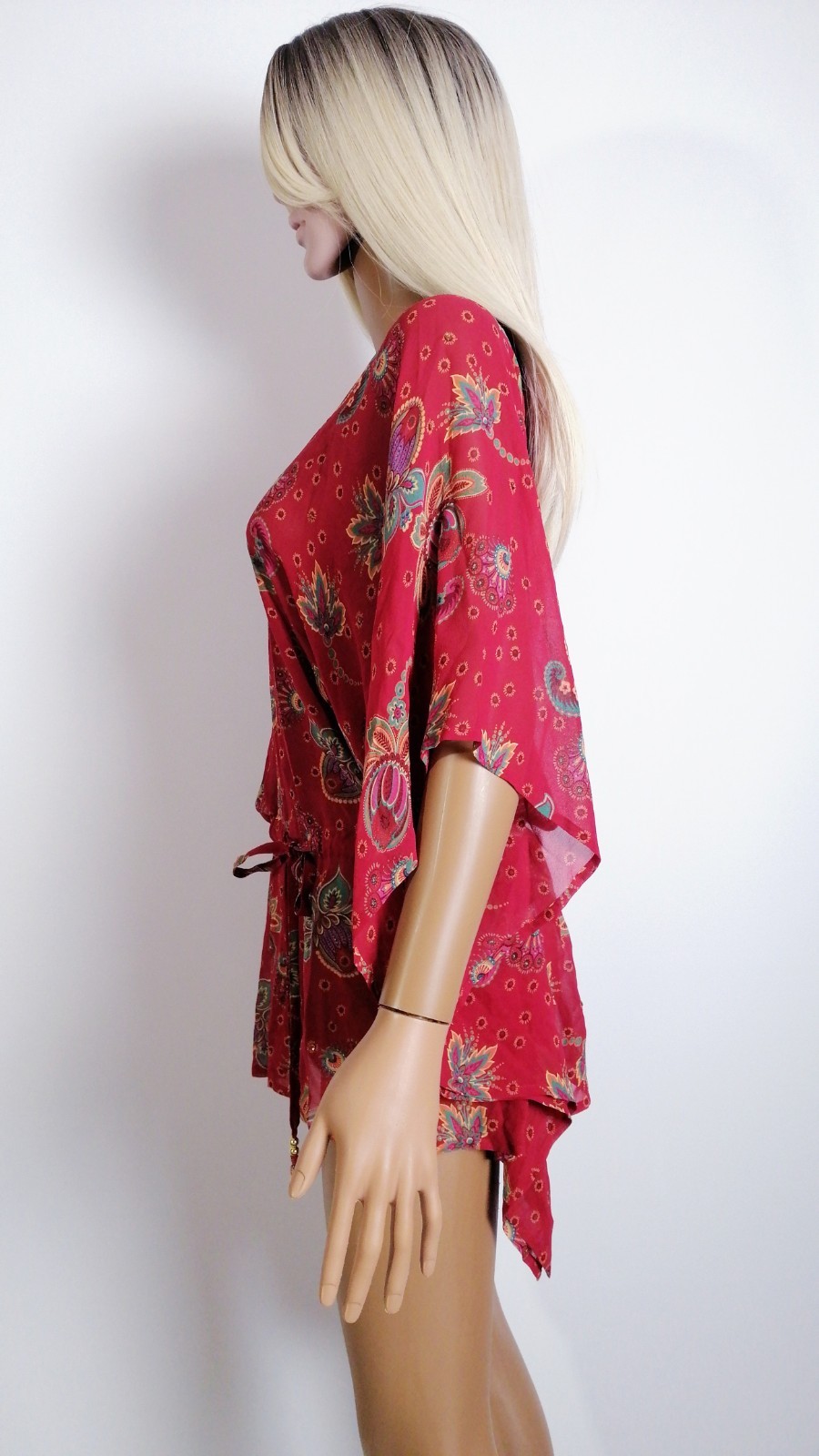 Butterfly by Matthew Williamson Kaftan Tunic 100% Silk Paisley Floral Boho M