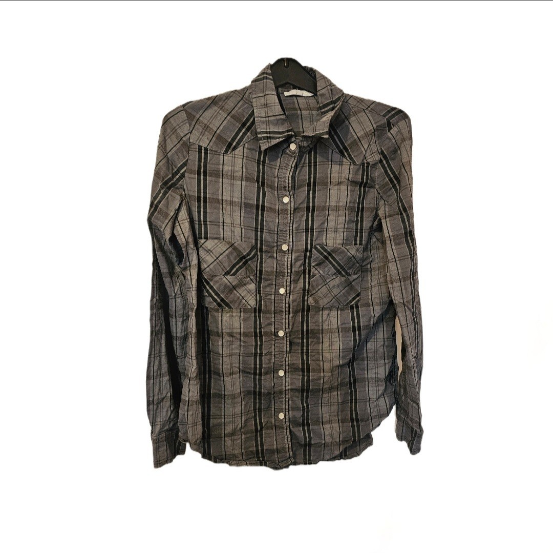 Etam Womens Plaid Button Up Shirt Size-10 Good Condition