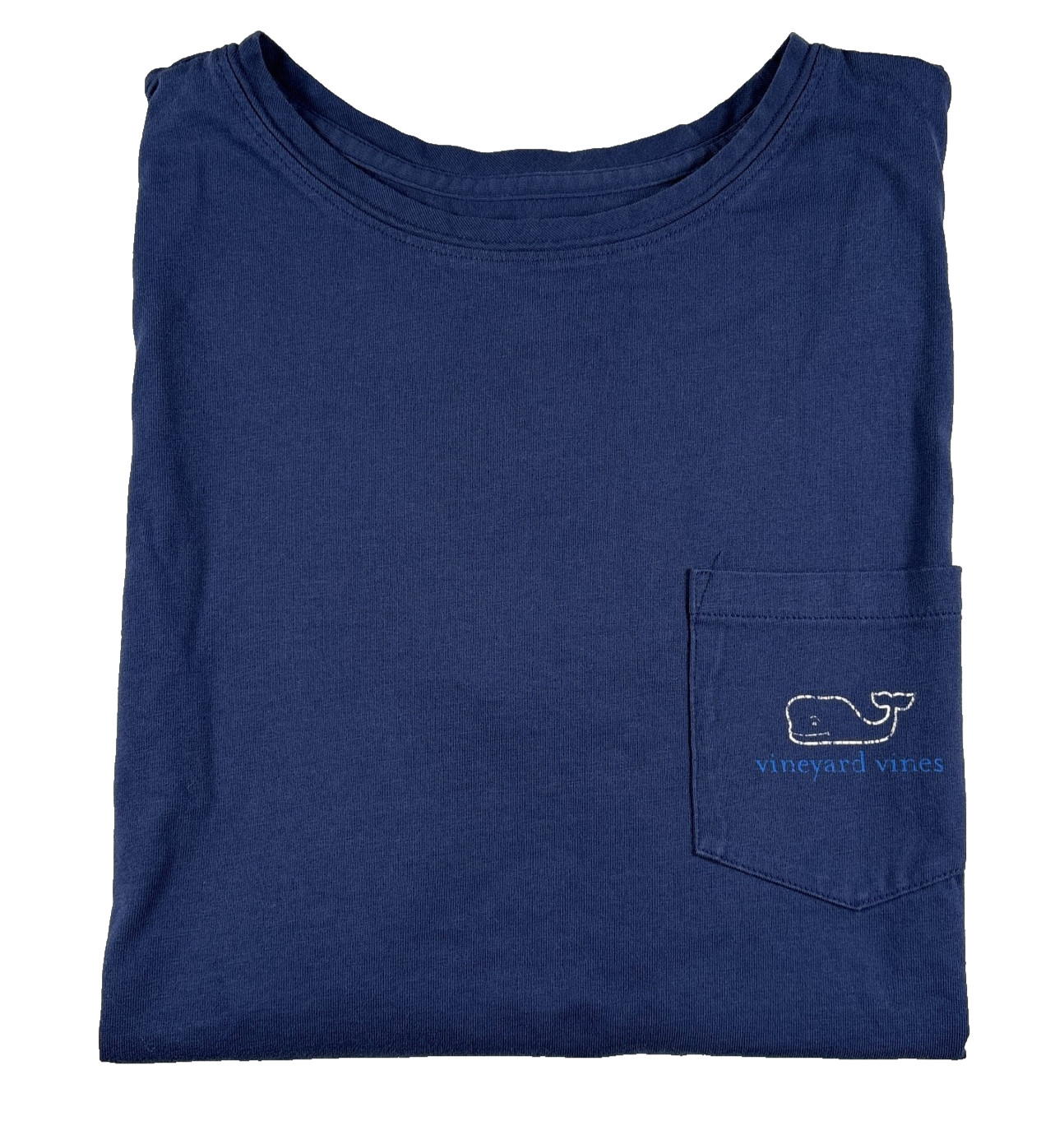 Vineyard Vines T Shirt Womens Medium Blue Pocket Tee Whale Graphic Back Logo