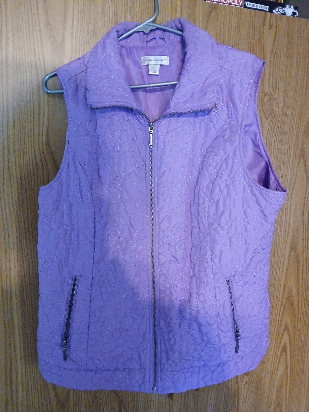 Christopher & Banks Lavender Quilted Vest & Button Shirt. Size XL