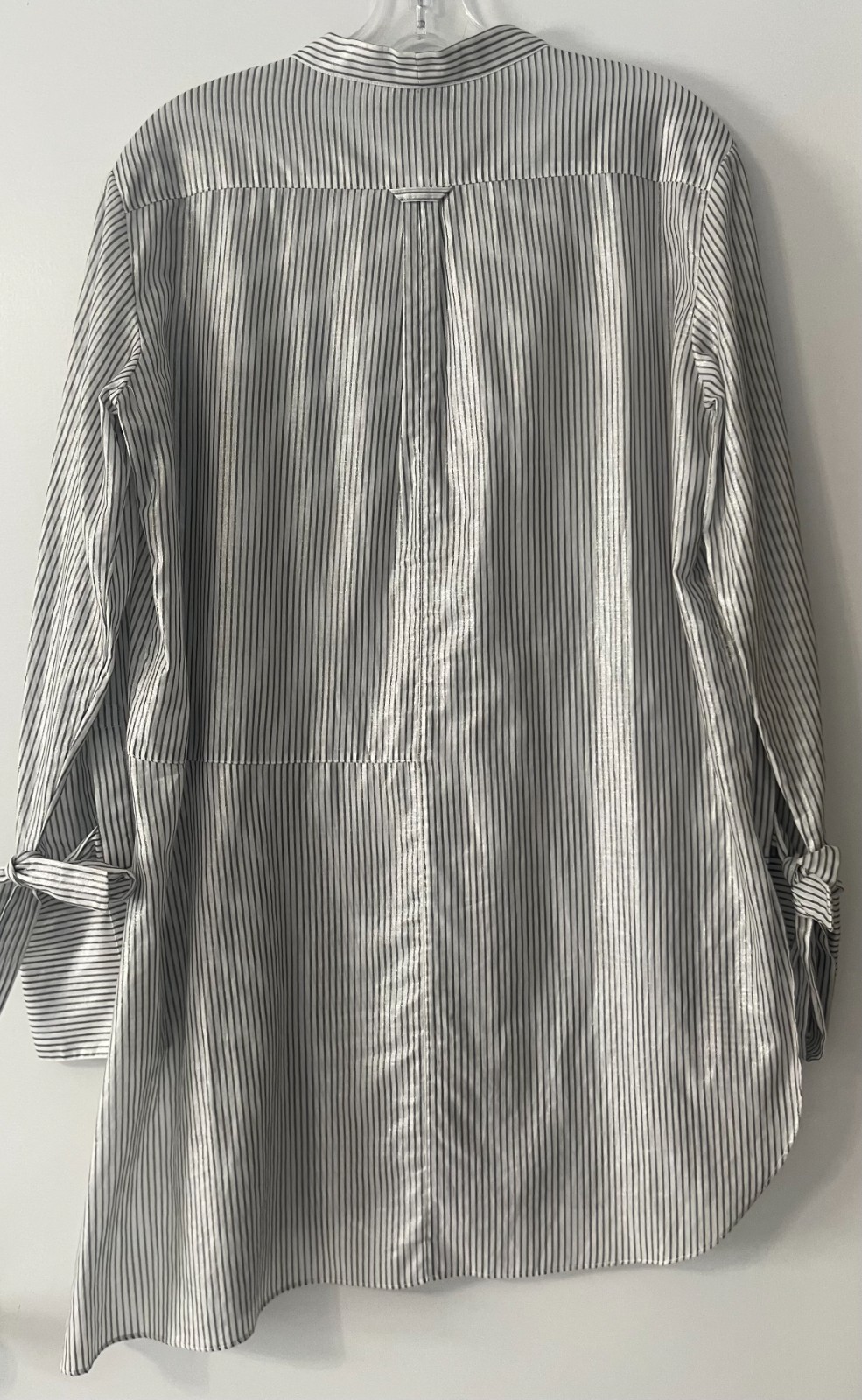 Halston Heritage Striped Cotton Tunic Blouse Size M Excellent Condition