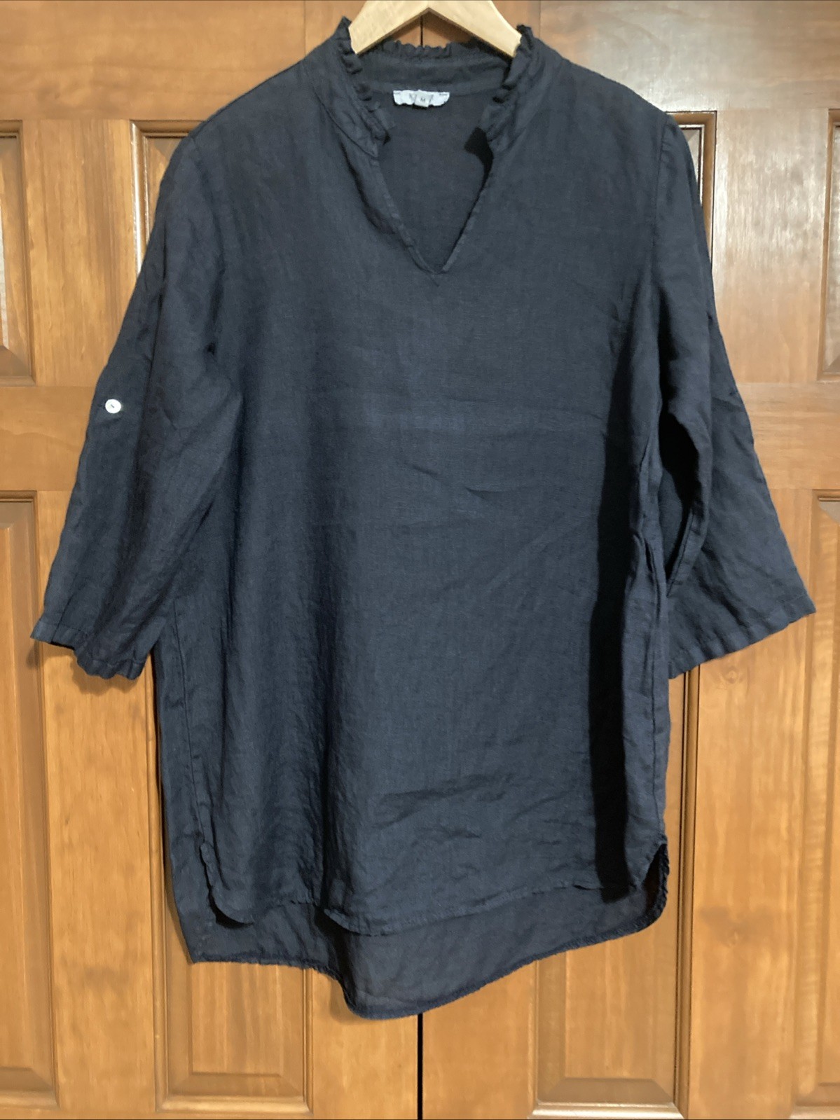 Rosemarine 100% Linen Navy 100% Linen Tunic Top Women’s Sz Medium Made In Italy