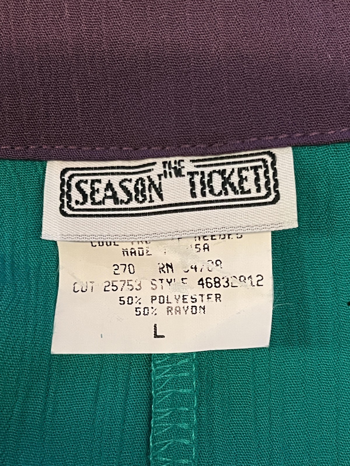 Vintage Season The Ticket Blouse Womens Large Jade Paisley Made USA 80s