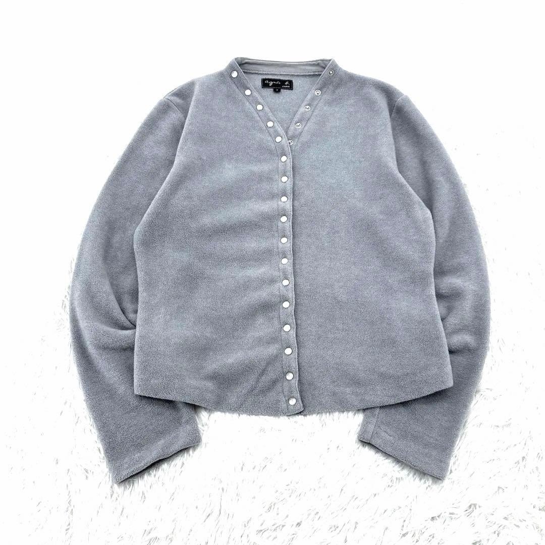 agnes b Ladies Fleece Snap Cardigan Gray Japan