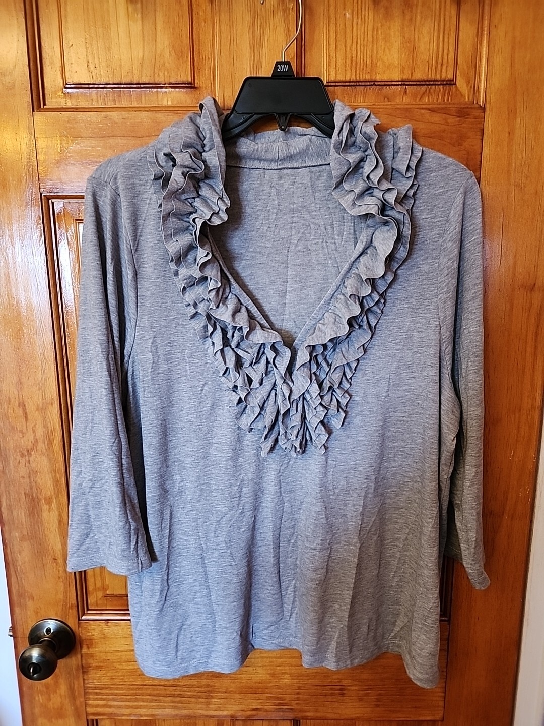 European Boutique WOMAN’S Gray Stretchable Blouse Top Cotton Blend Size 2X NWOT