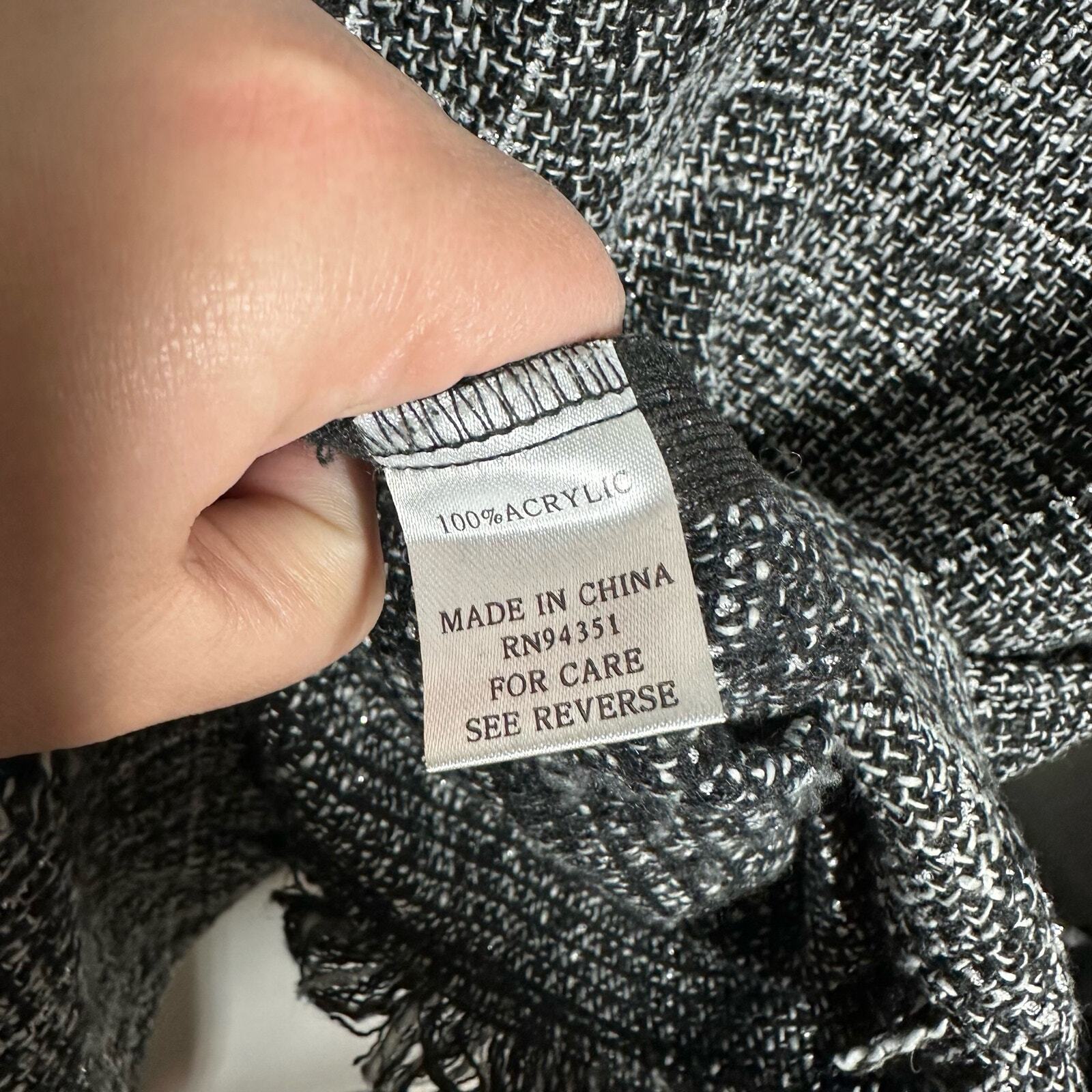 Jade Melody Tam Gray Tweed Fringe Top Size Medium