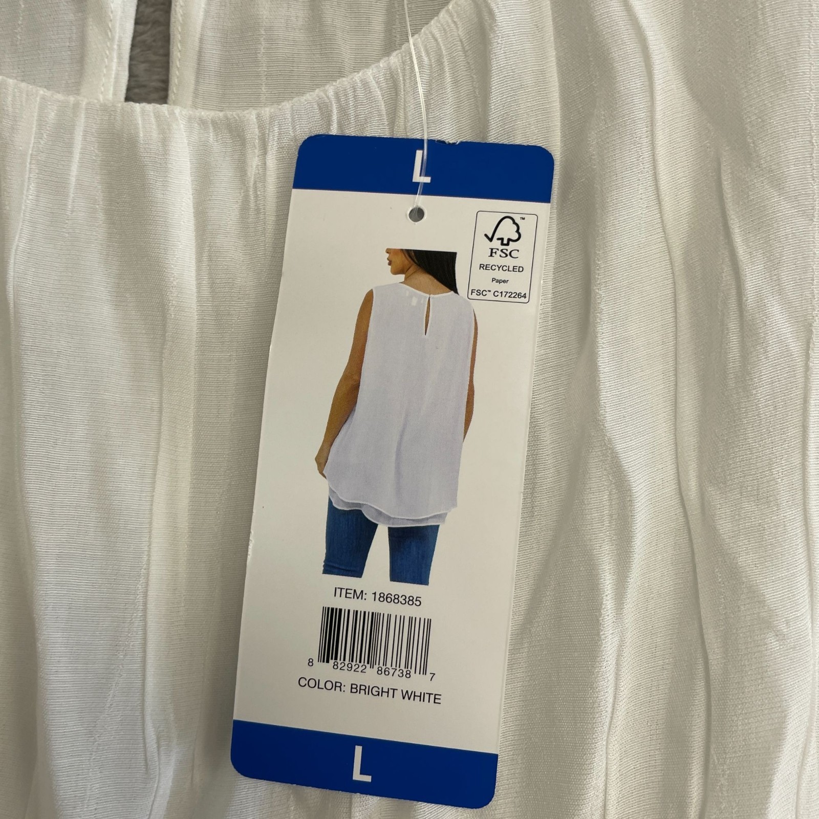 NEW Cristina B Women’s L White Sleeveless Layered Blouse Viscose & Polyester