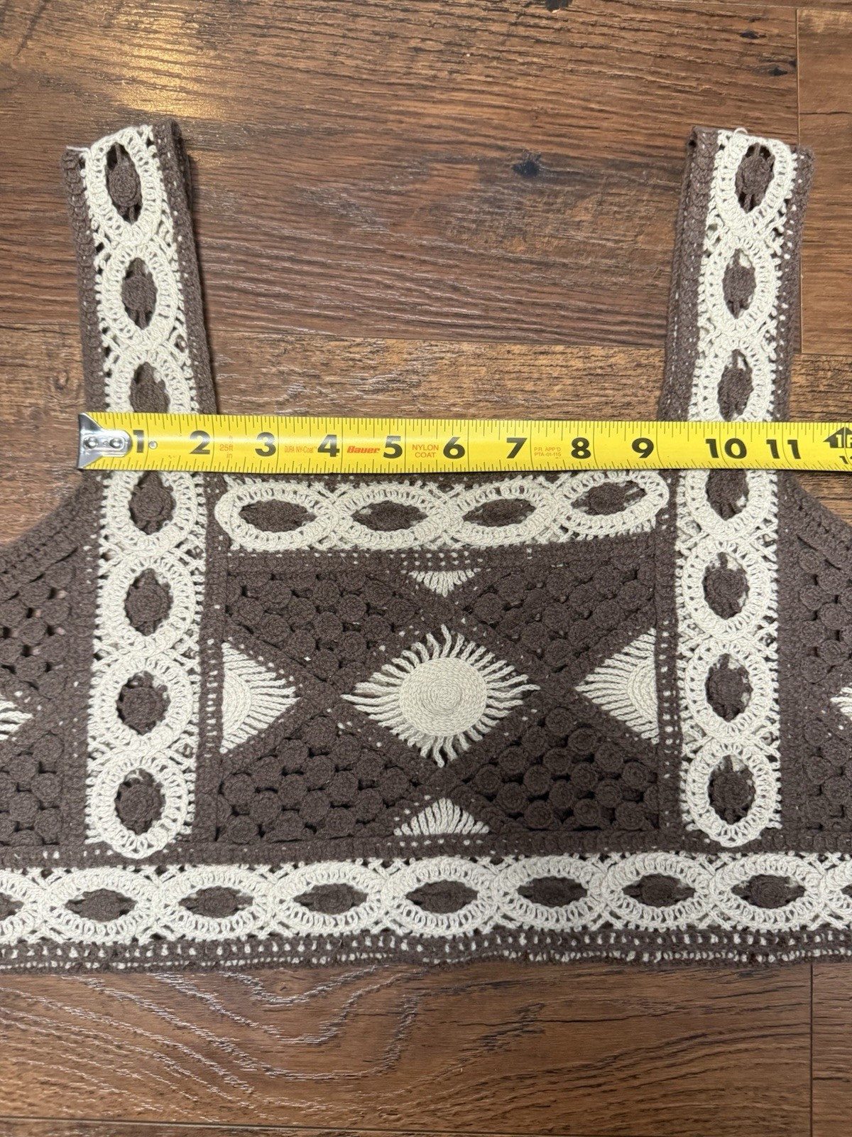 Brown and beige Crocheted cropped tank top women’s Diamond Pattern Knitted