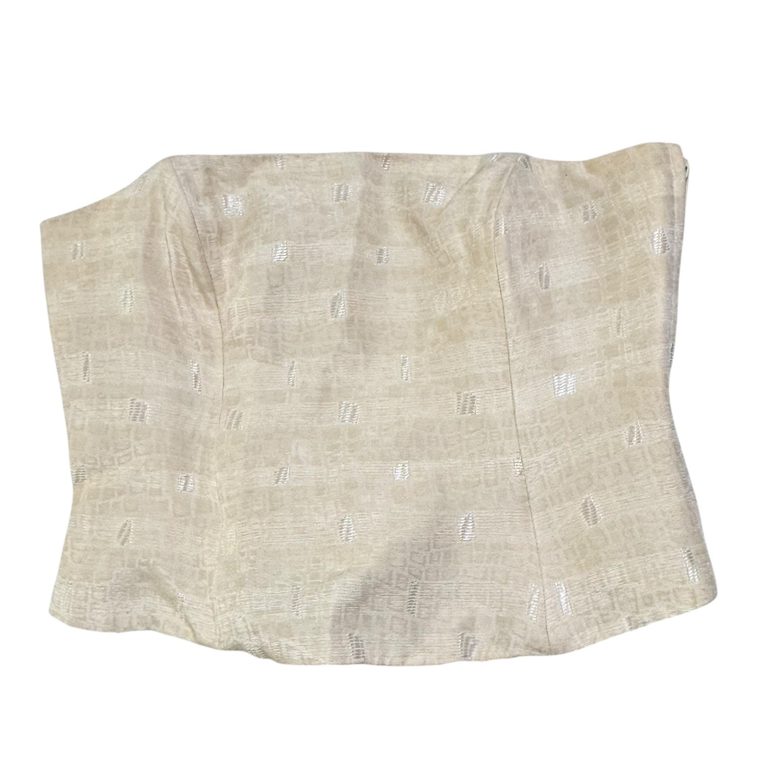 Michael Desjardins Y2K Strapless Corset Top Ivory Minimalist Coquette Bustier 10