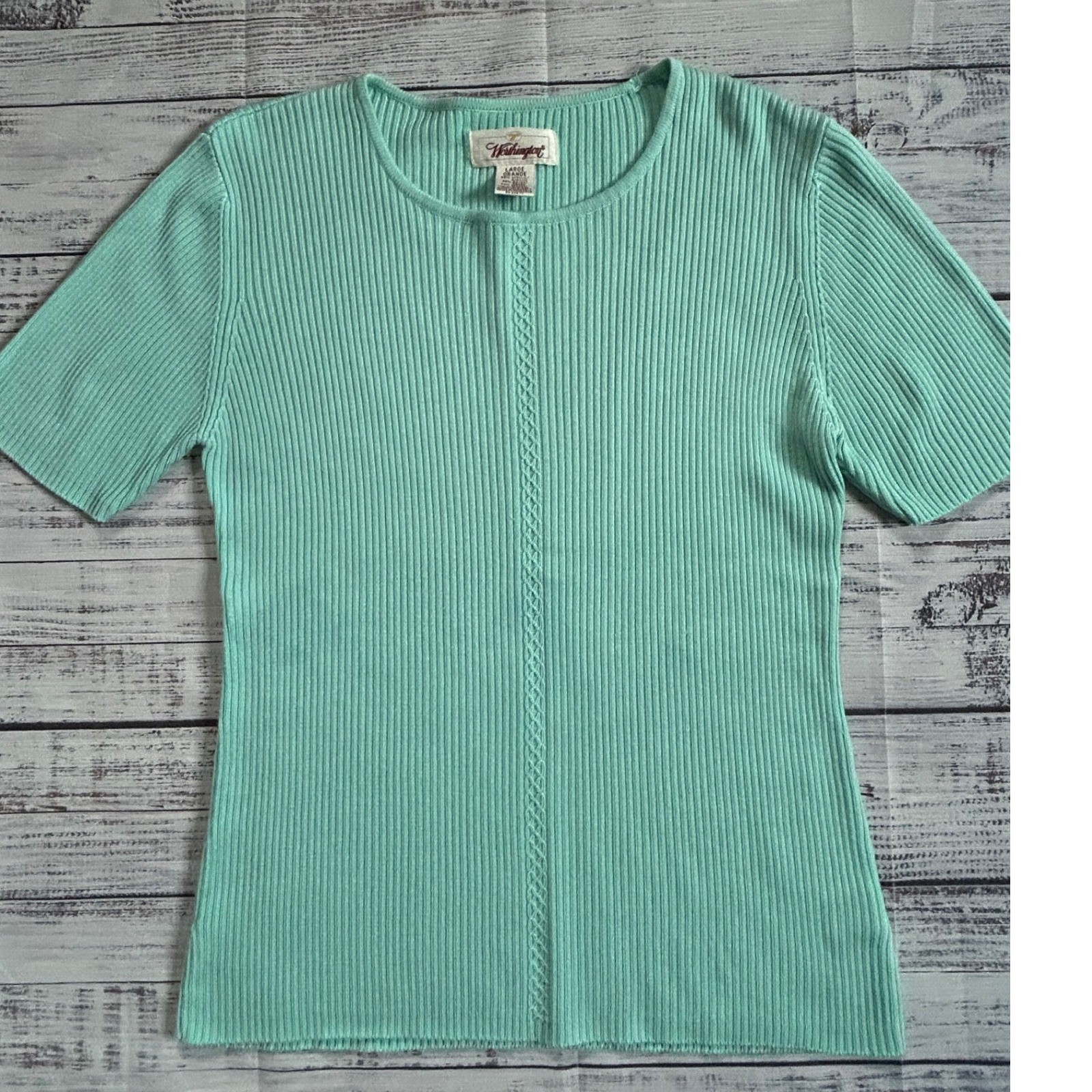 Worthington Vintage Ribbed Knit Vintage Short Sleeve Women’s Top
