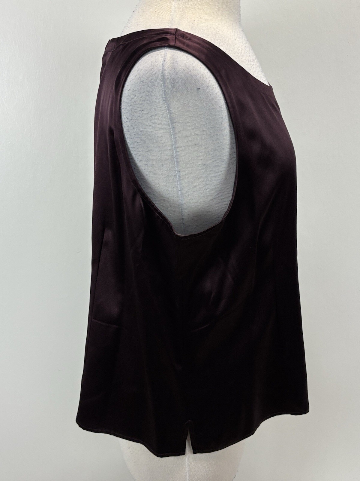 NEW! Eileen Fisher Satin Silk Charmeuse Tank Shell Top Blouse Womens XL Plum