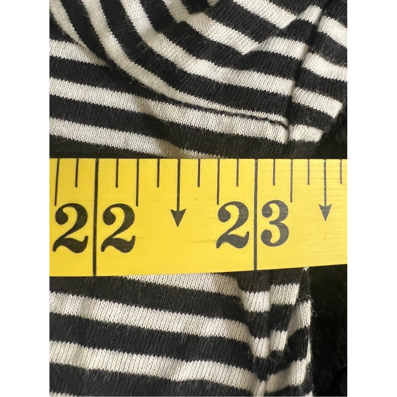 Faded Glory Black & White Striped Tie-Neck