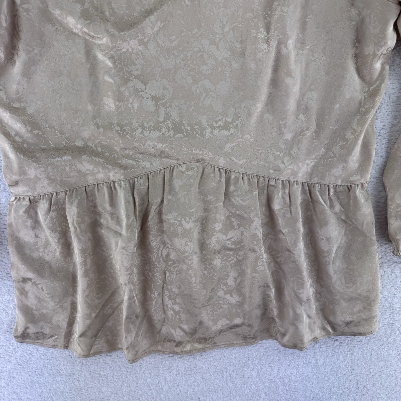 Isaac Mizrahi Live! Stretch Jacquard Shirred Peplum Blouse 10 Regular Gold