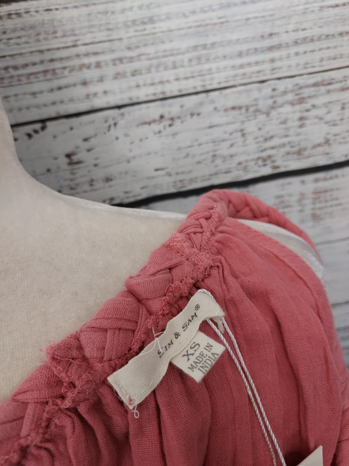 Sim & Sam Top Women’s XS Pink Braided Straps Elastic Waist Peplum NEW