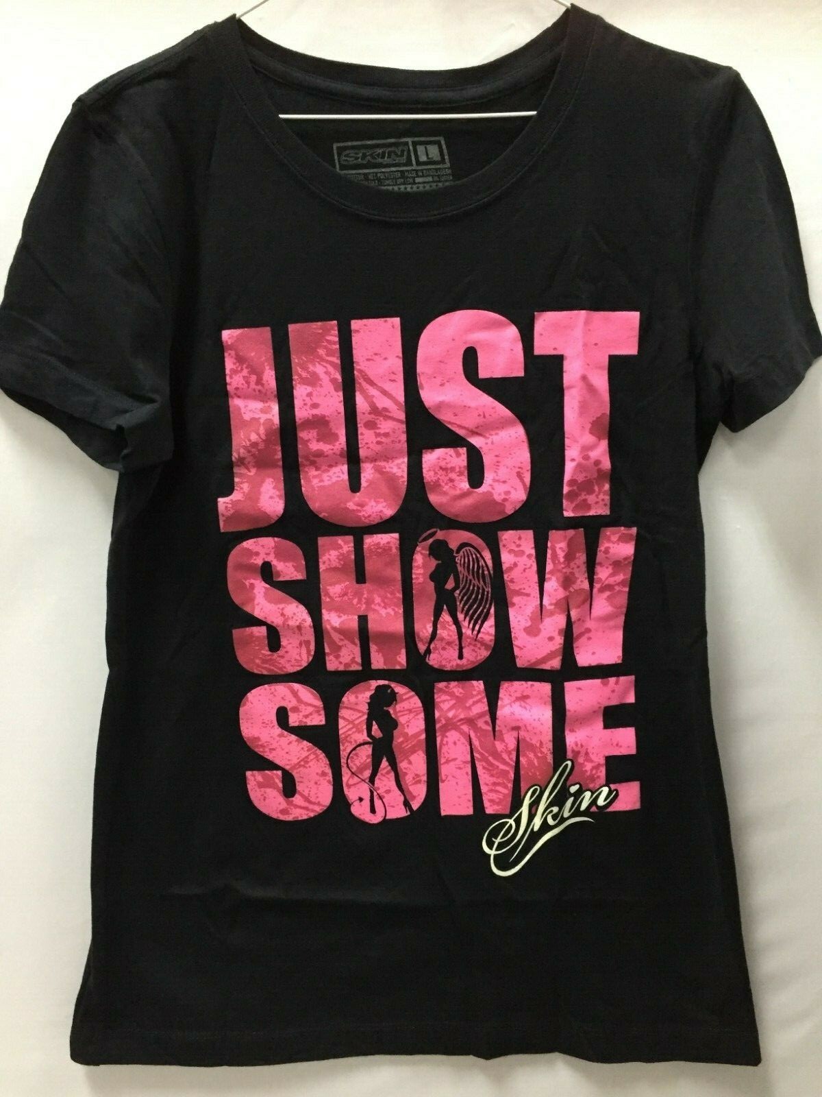 Skin Industries Women’s T-Shirt “Show Some” — Black/Pink