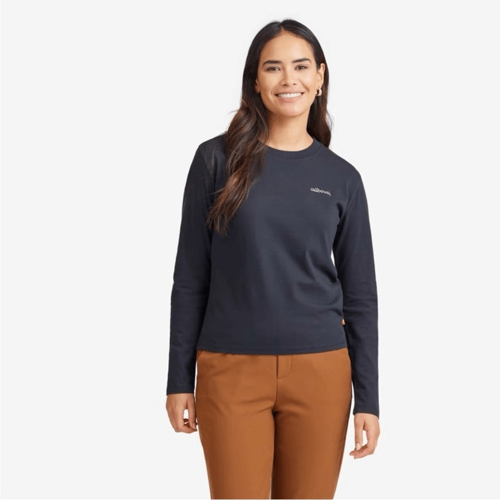 Allbirds Allgood Organic Cotton Long Sleeve Tee in Natural Black XS NWT