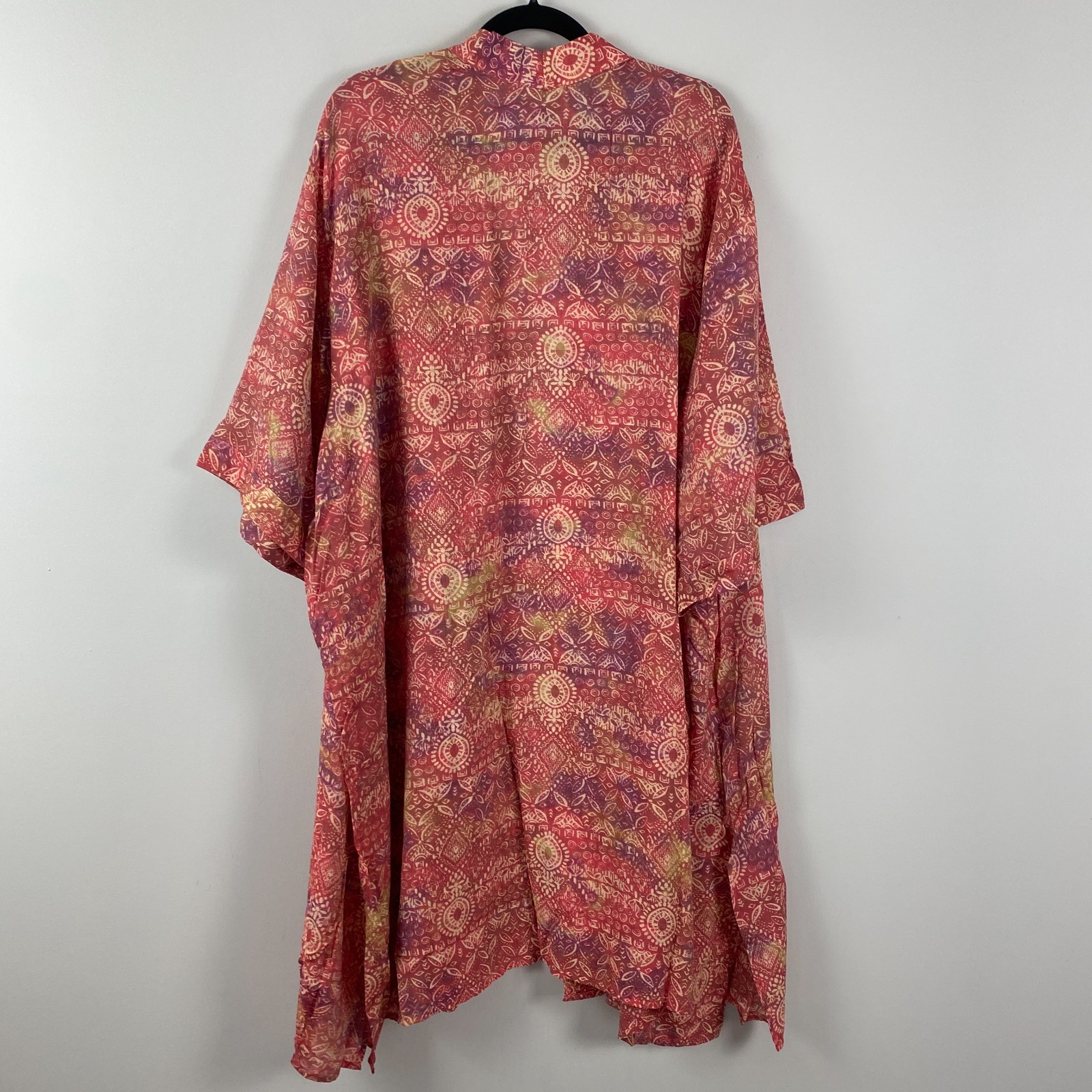 Catherines Open Front Kimono Cardigan Size 5X Red Orange 3/4 Sleeves