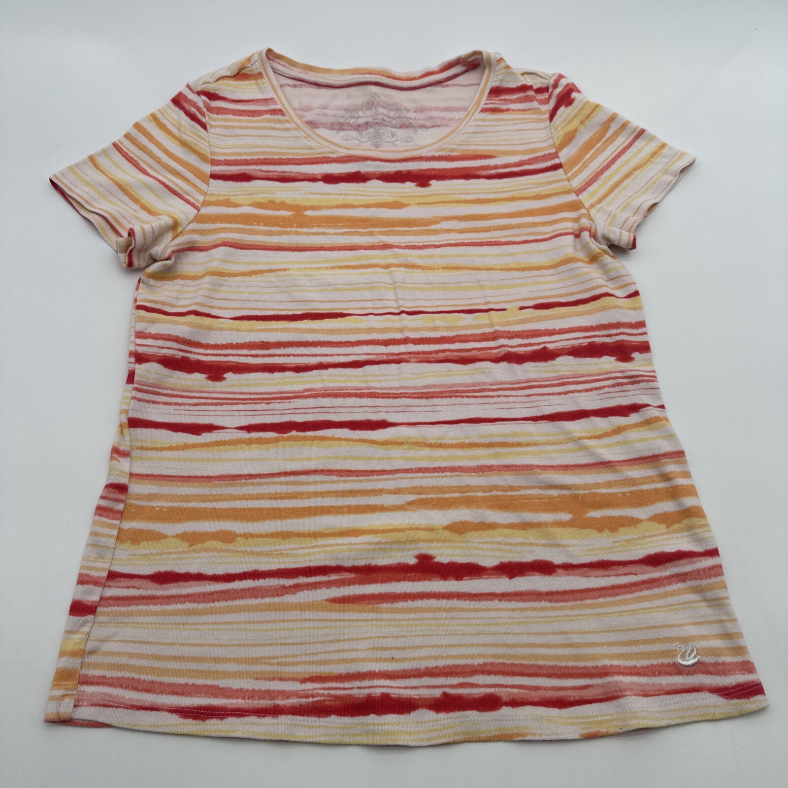 Gloria Vanderbilt T-Shirt Small Striped Multicolor Logo Embroidered …#19491