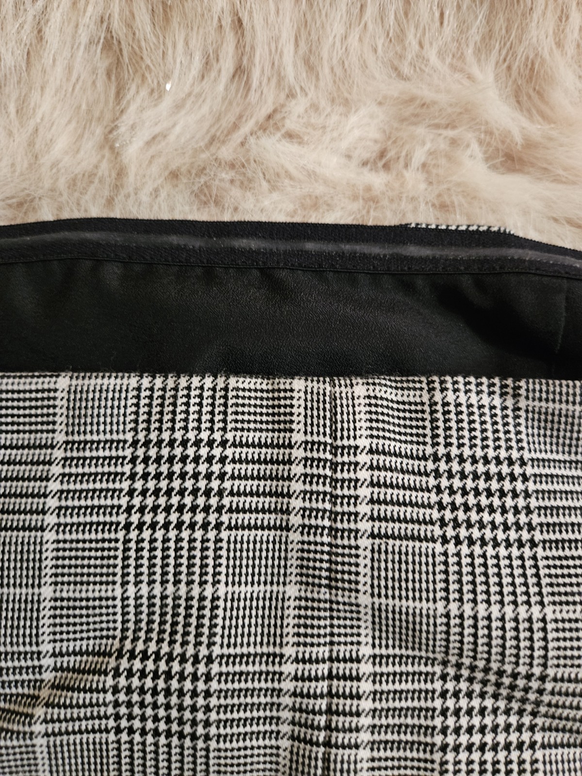 Forever 21 Womens Black White Plaid Strapless Tube Crop Top Sz Small Side Zipper