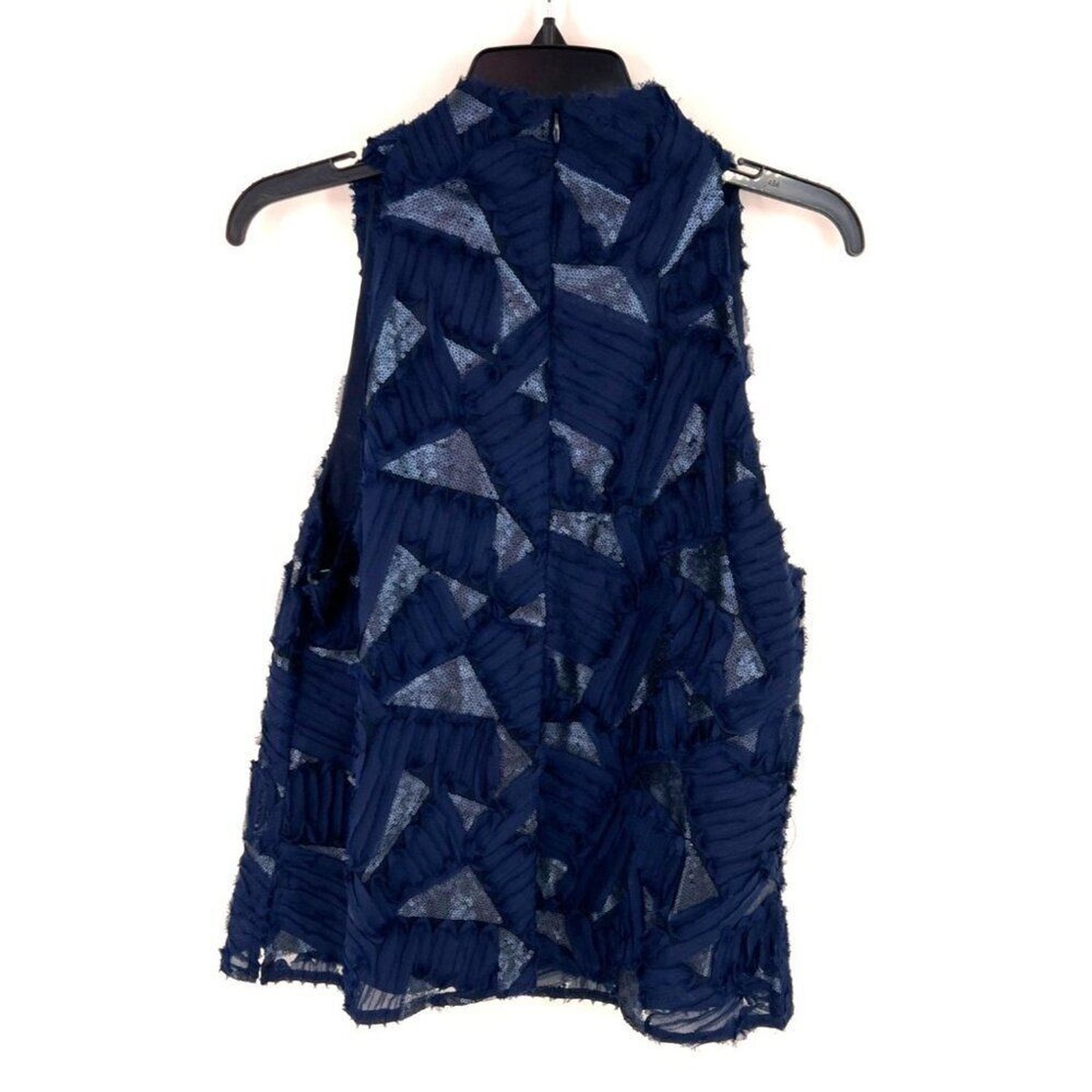 Lola And Sophie Womens Navy Blue Ribbon Embroidery Tunic Top Size Large