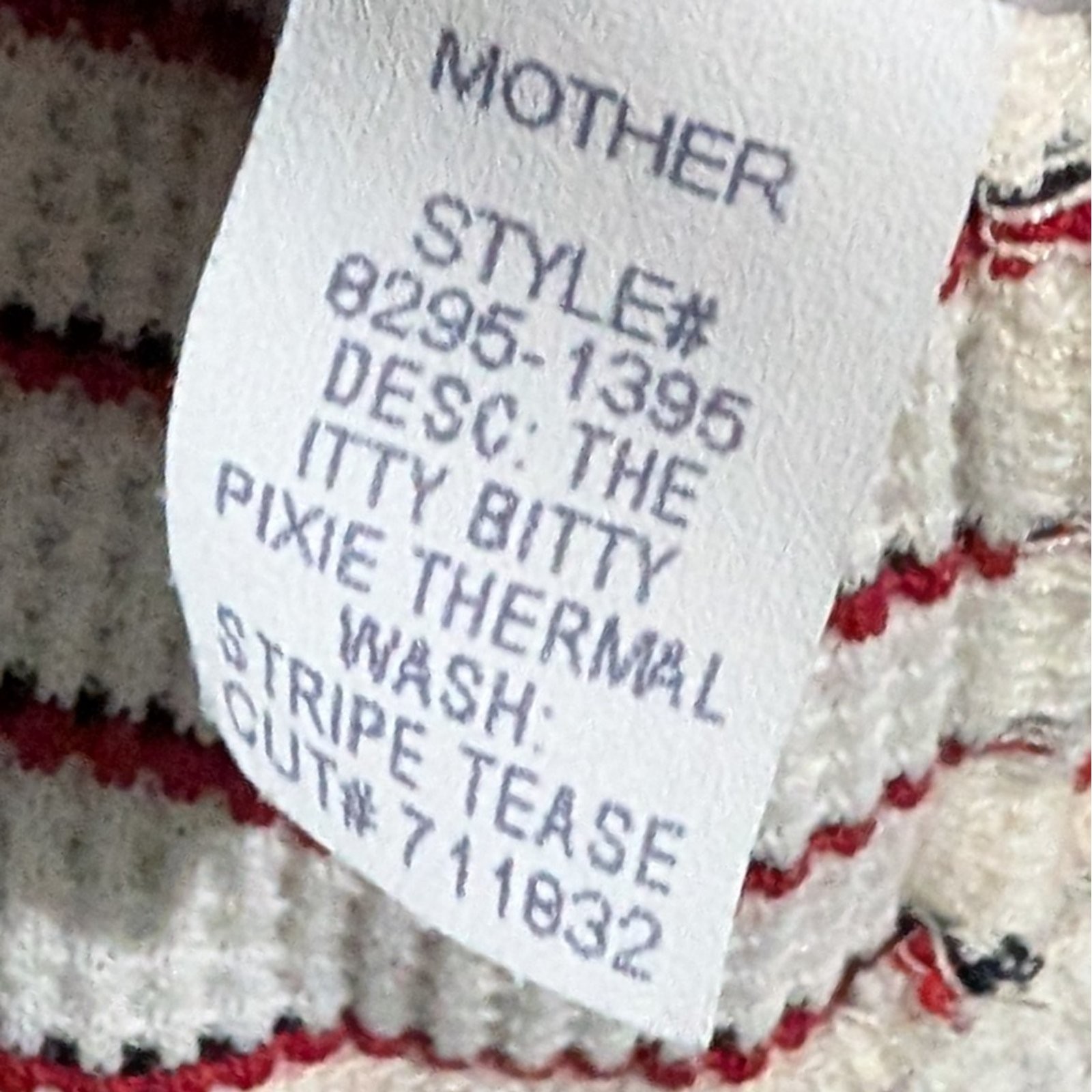Mother The Itty Bitty Pixie Thermal Henley Shirt Top White Stripe Women Size XL