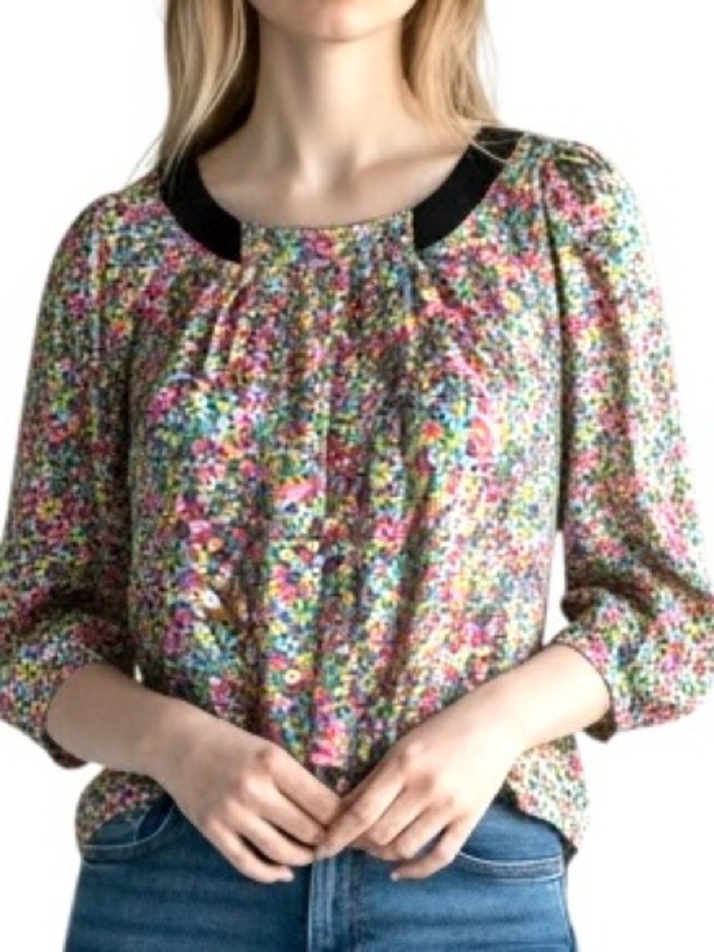 Boden Silk blend Floral Print Blouse 3/4 Sleeve Women’s 6 Multicolor Abstract