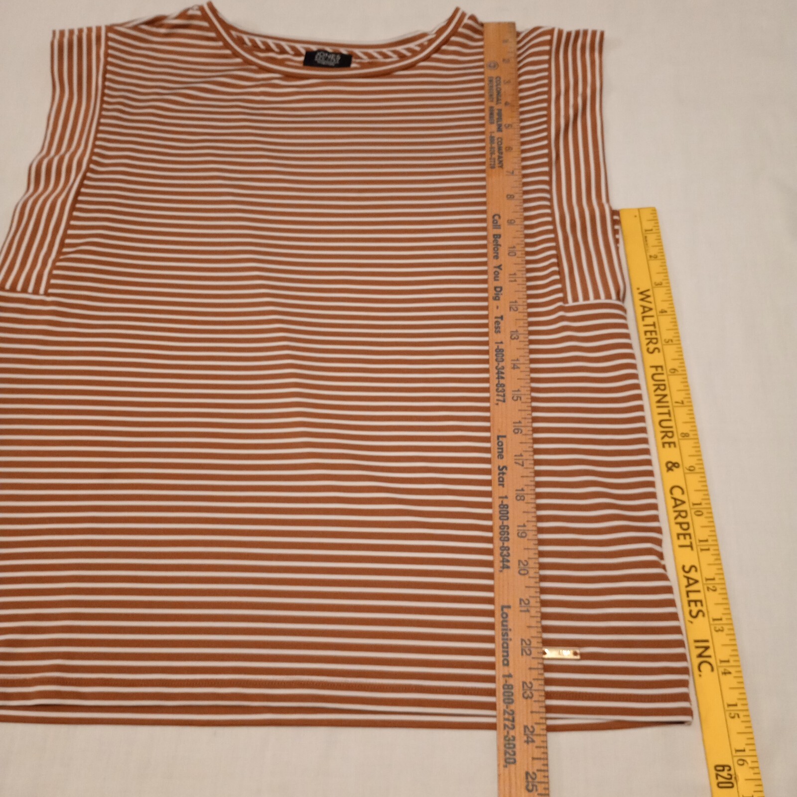 Jones New York Signature Women’s Knit Shirt Size M Brown & White Striped, LNC