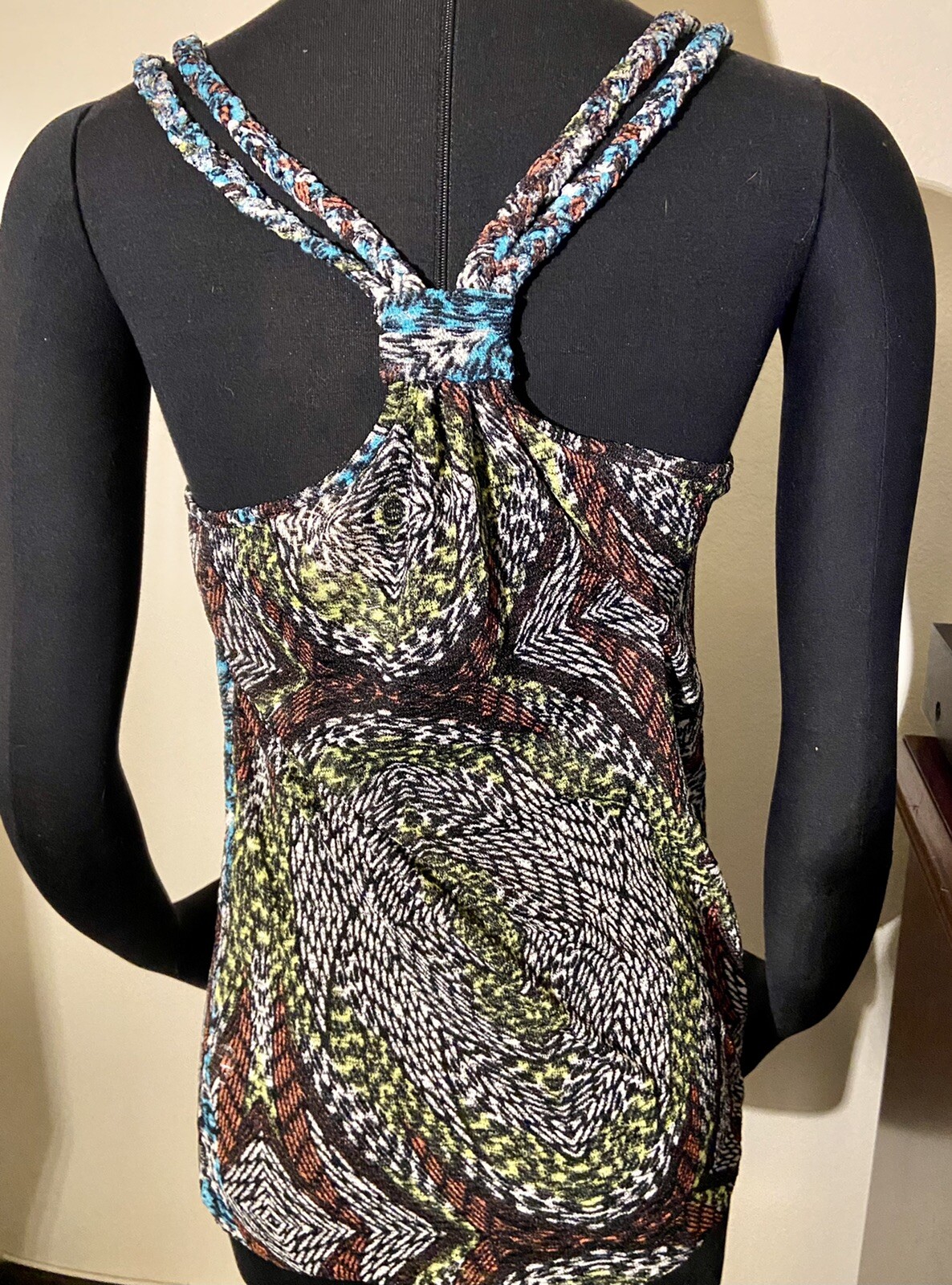 New M BELLE DU JOUR Racer Back Tank Top Multicolor Shirt Blouson Hem – Nice!