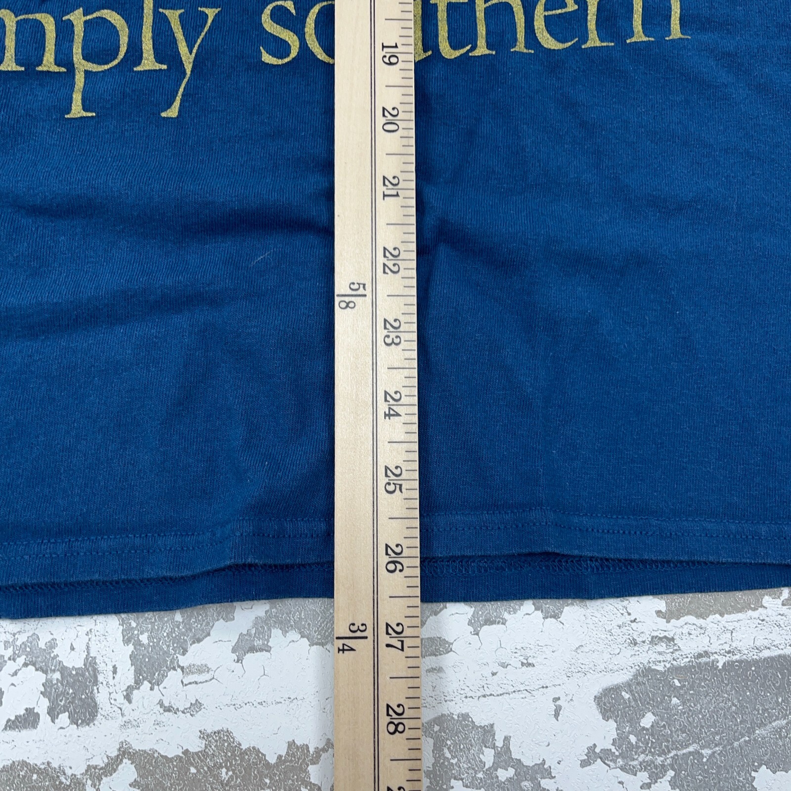 Simply Southern Shirt Women Medium Blue Tee Spell Out Happy Preppy Ladies A46