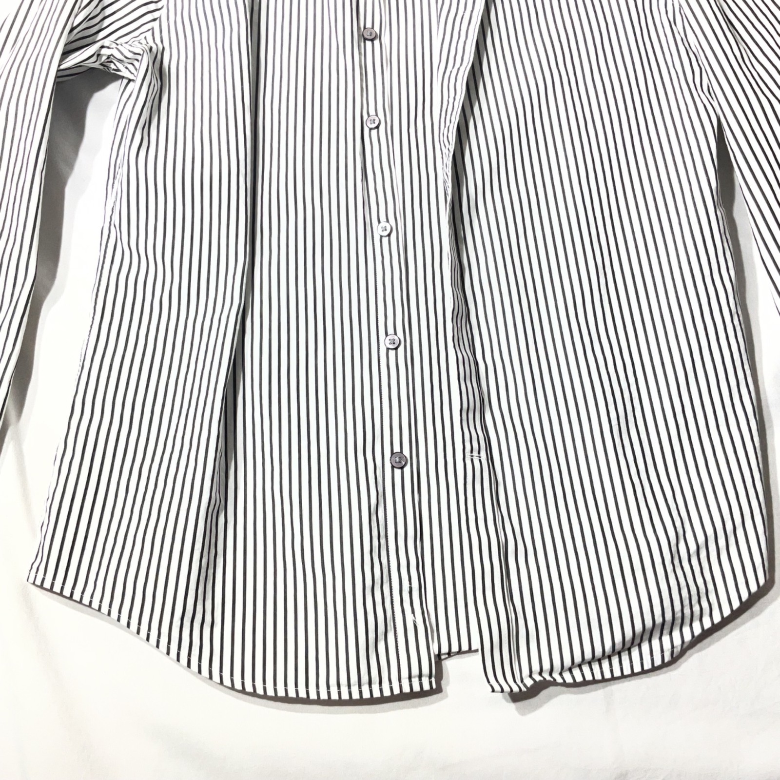 Express Women Black & White Striped Extra Slim Fit Dress Shirt Size M