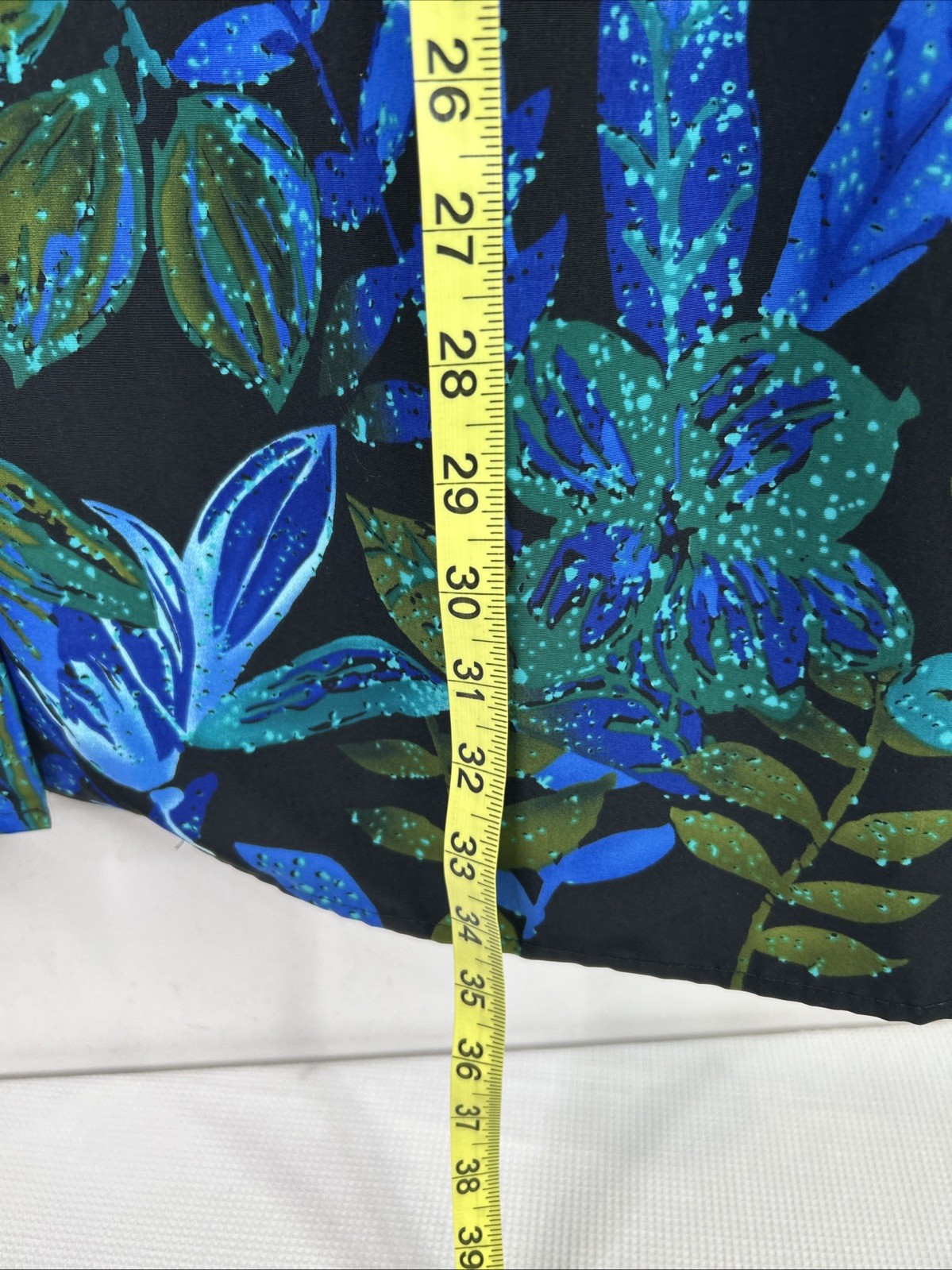 A Personal Touch Women’s 5X Blues Tropical Short Sleeve Button Up Vintage Blouse