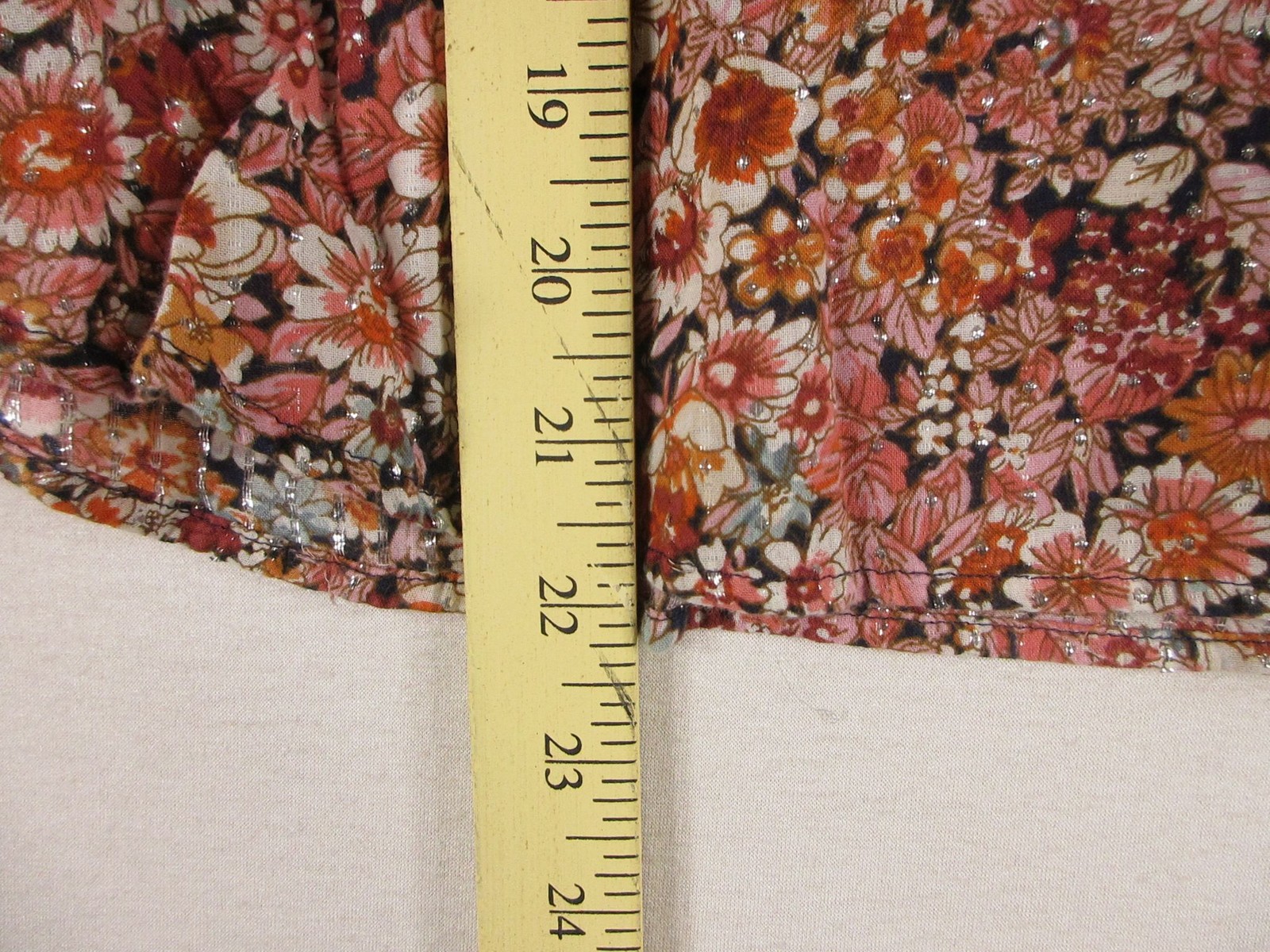 Talbots Blouse Womens LP Petite Floral Metallic Accent Long Sleeve Smocked