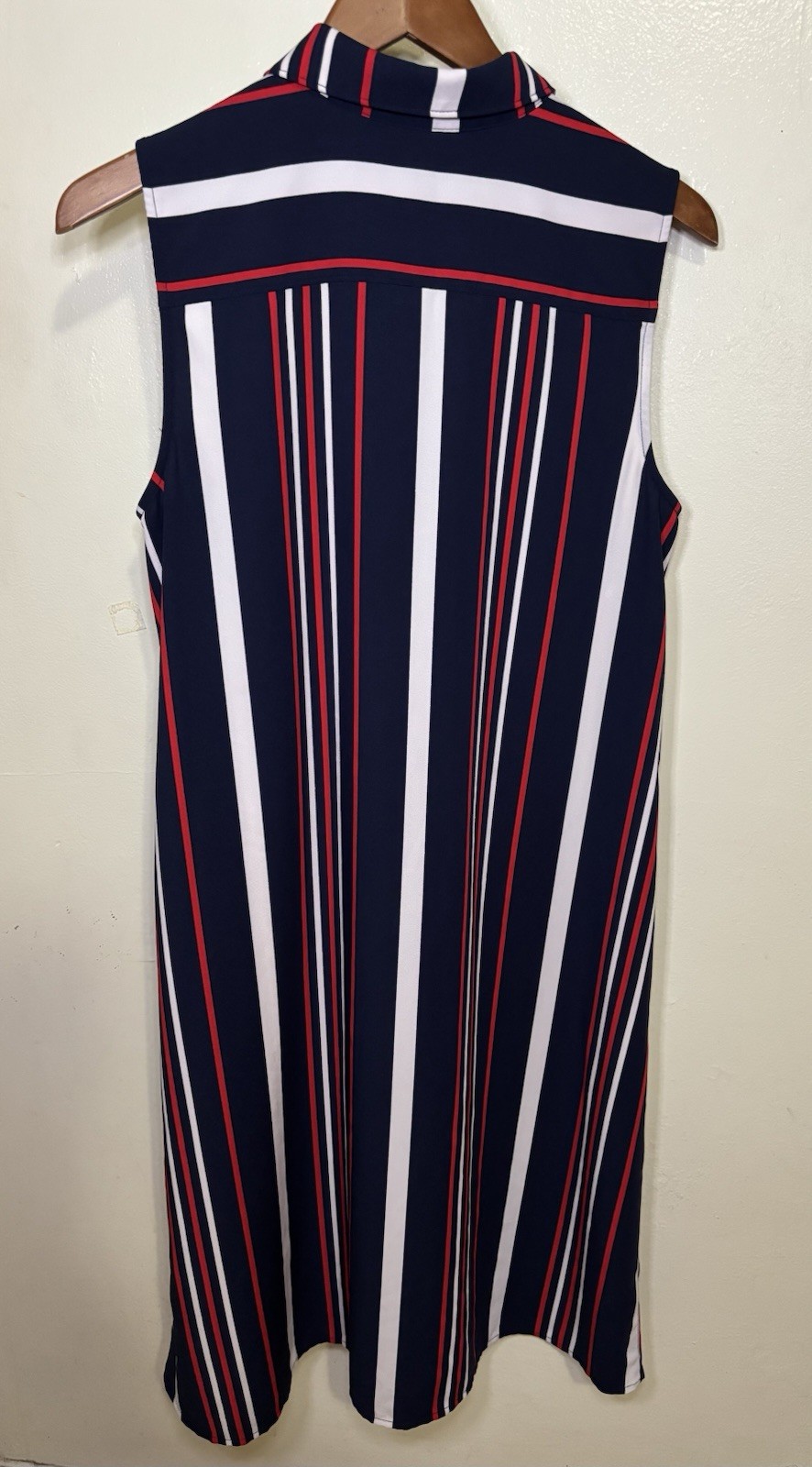 Tommy Hilfiger Women’s L Sleeveless Collared Button-Up Striped Dress