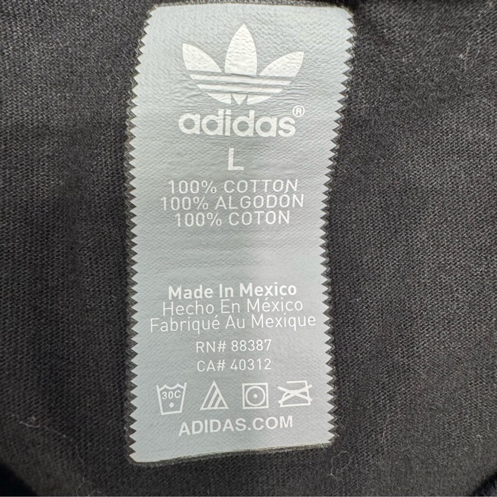 Adidas Originals 1949 Bold Multicolor Logo Black Crewneck 100% Cotton Tee Large