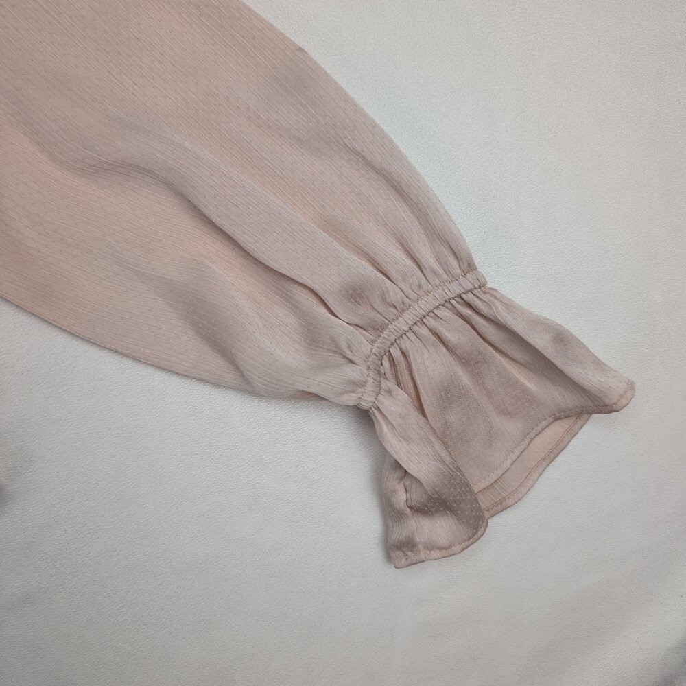 Altar’d State Ruffle Tie-Front Peplum Blouse XS – Soft Blush
